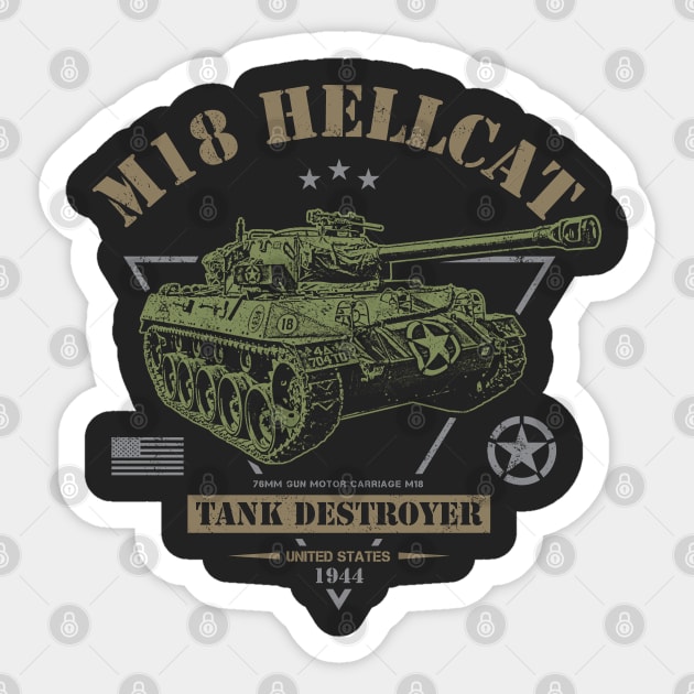 M18 Hellcat WW2 Tank Destroyer Sticker by Military Style Designs